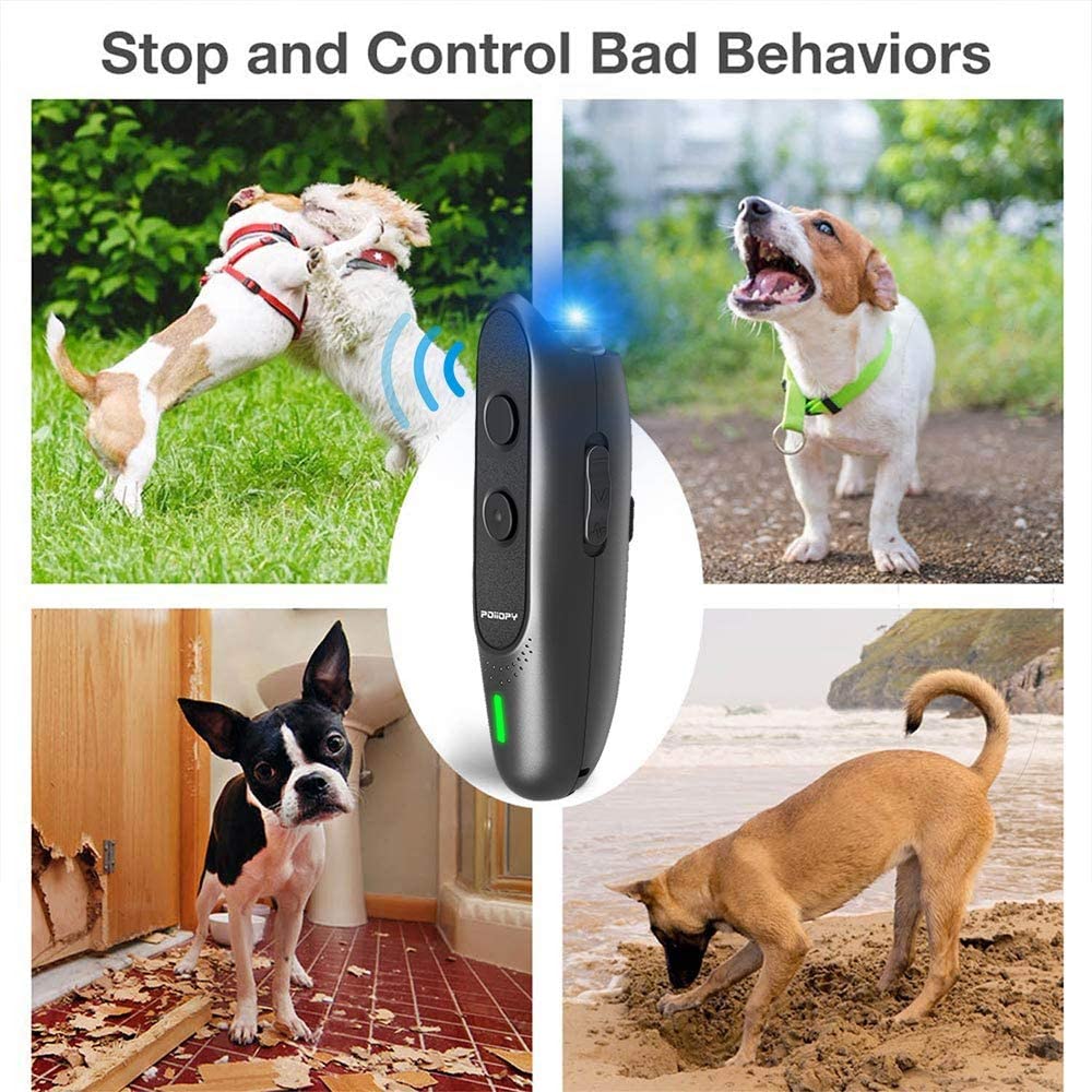 Dispositivo antiladridos para perros con frecuencia variable ultrasónica de corteza de perro, 2 en 1, dispositivo de control de ladridos de perros, herramienta de entrenamiento manual para perros