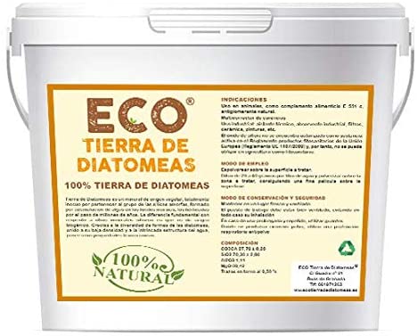 ECO Tierra de Diatomeas Molida 5kg - 100% Natural y Ecológico - Grado alimenticio E551c. No calcinada, sin aditivos (5, Blanco)